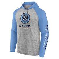 Men's Fanatics Steel New York City FC Deflection Raglan Pullover Hoodie