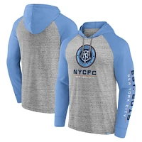 Men's Fanatics Steel New York City FC Deflection Raglan Pullover Hoodie