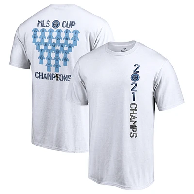 Men's Fanatics White New York City FC 2021 MLS Cup Champions One Team Roster T-Shirt