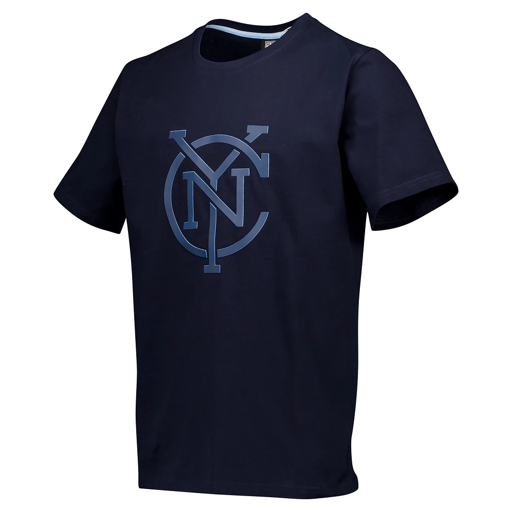 T-shirt décontracté épais multicouche bleu marine avec logo principal du New York City FC pour hommes