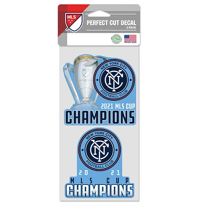 WinCraft New York City FC 2021 MLS Cup Champions 10,2 x 20,3 cm Lot de 2 décalcomanies à coupe parfaite