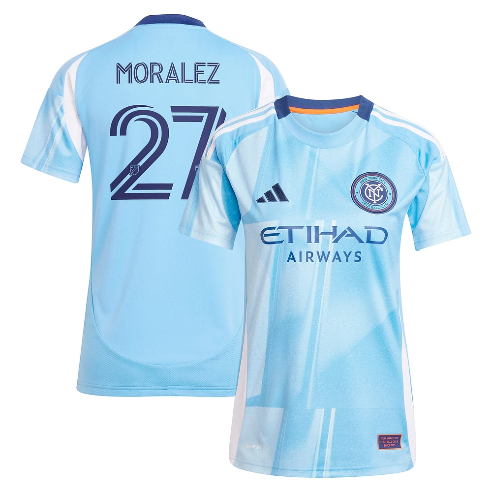 Maillot réplique du kit Excelsior New York City FC 2025 bleu clair pour femme adidas Maximiliano Moralez