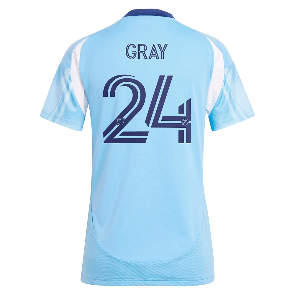 Women's adidas Tayvon Gray Light Blue New York City FC 2025 The Excelsior Kit Replica Player Jersey