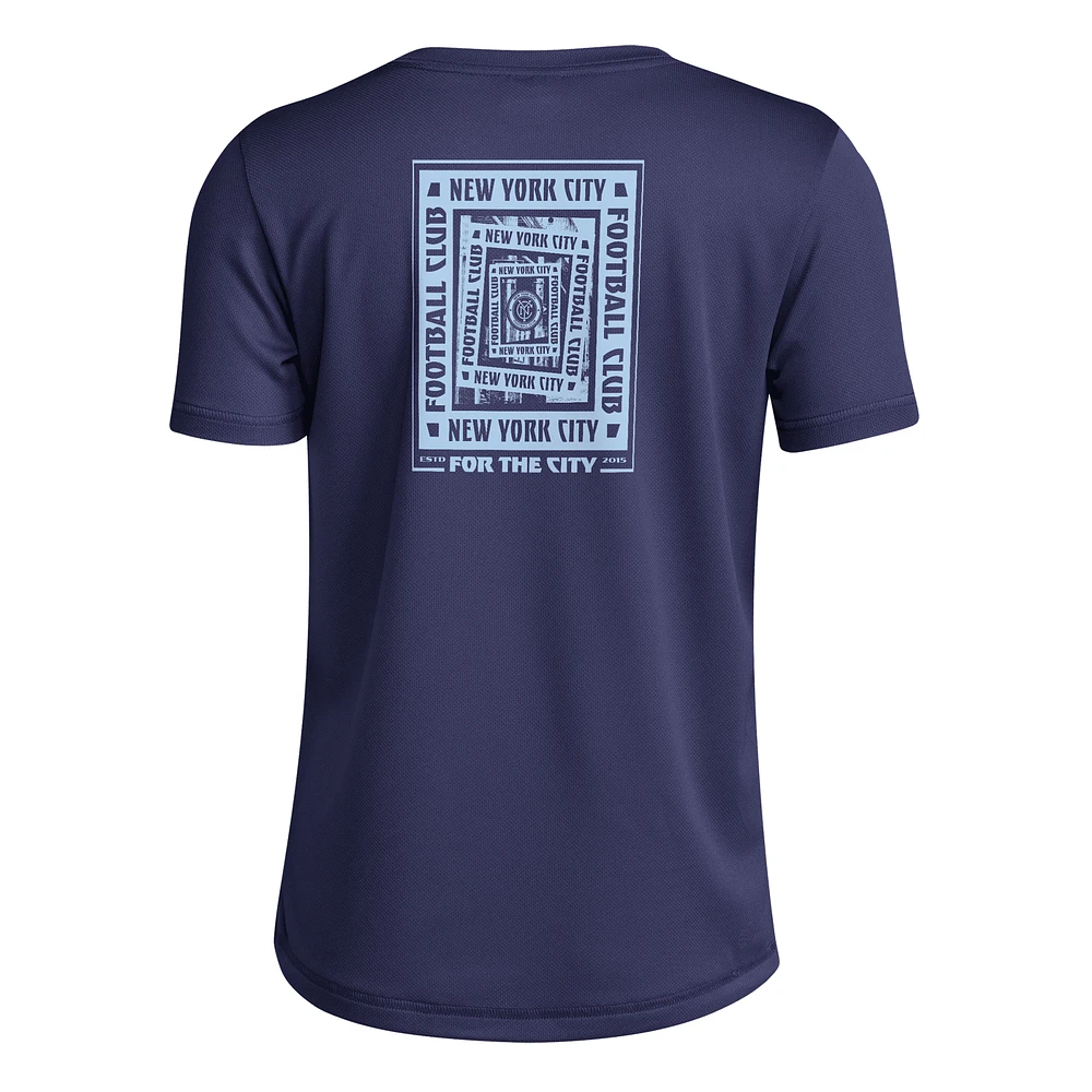 T-shirt cache-cœur adidas bleu marine New York City FC pour jeunes