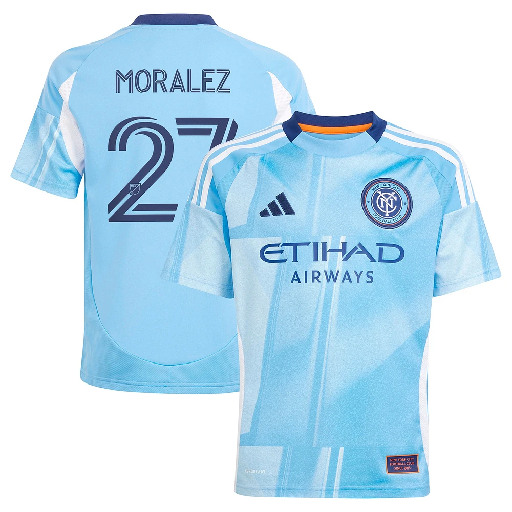 Youth adidas Maximiliano Moralez Light Blue New York City FC 2025 The Excelsior Kit Replica Player Jersey