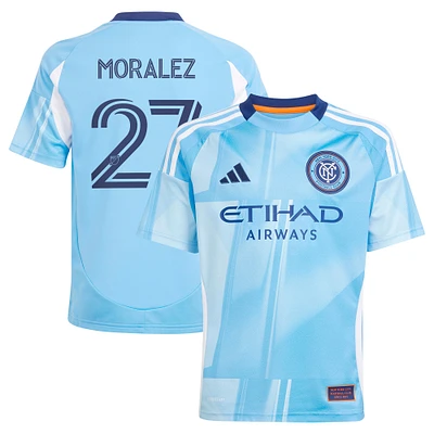Youth adidas Maximiliano Moralez Light Blue New York City FC 2025 The Excelsior Kit Replica Player Jersey
