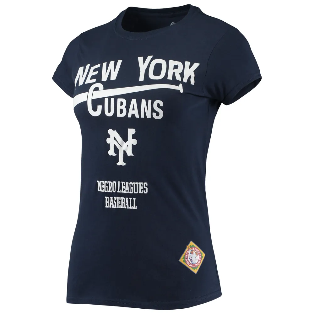 Women's Stitches Navy New York Cubans Negro League Logo T-Shirt