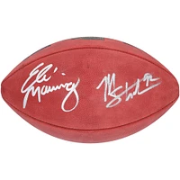 Ballon de football Wilson Duke dédicacé par Eli Manning et Michael Strahan des New York Giants pour le Super Bowl XLII