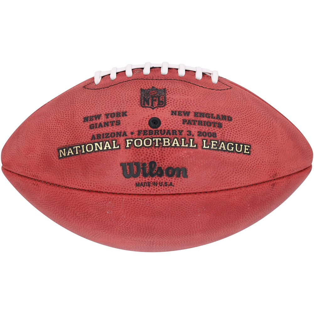 Ballon de football Wilson Duke dédicacé par Eli Manning et Michael Strahan des New York Giants pour le Super Bowl XLII