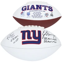 Eli Manning & Phil Simms New York Giants Autographed White Panel Football with Multiple Super Bowl MVP Inscriptions