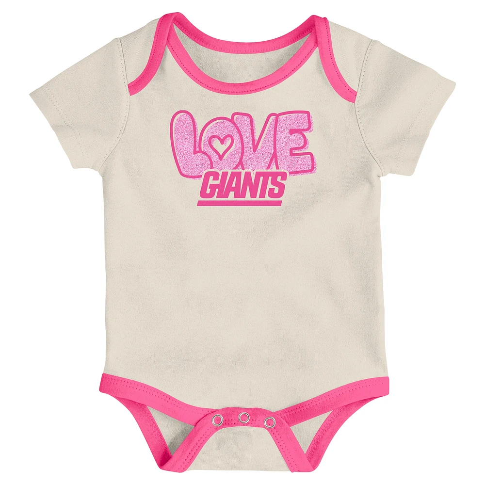 Girls Newborn & Infant White New York Giants All The Love 2 Piece Bodysuit and Pants Set