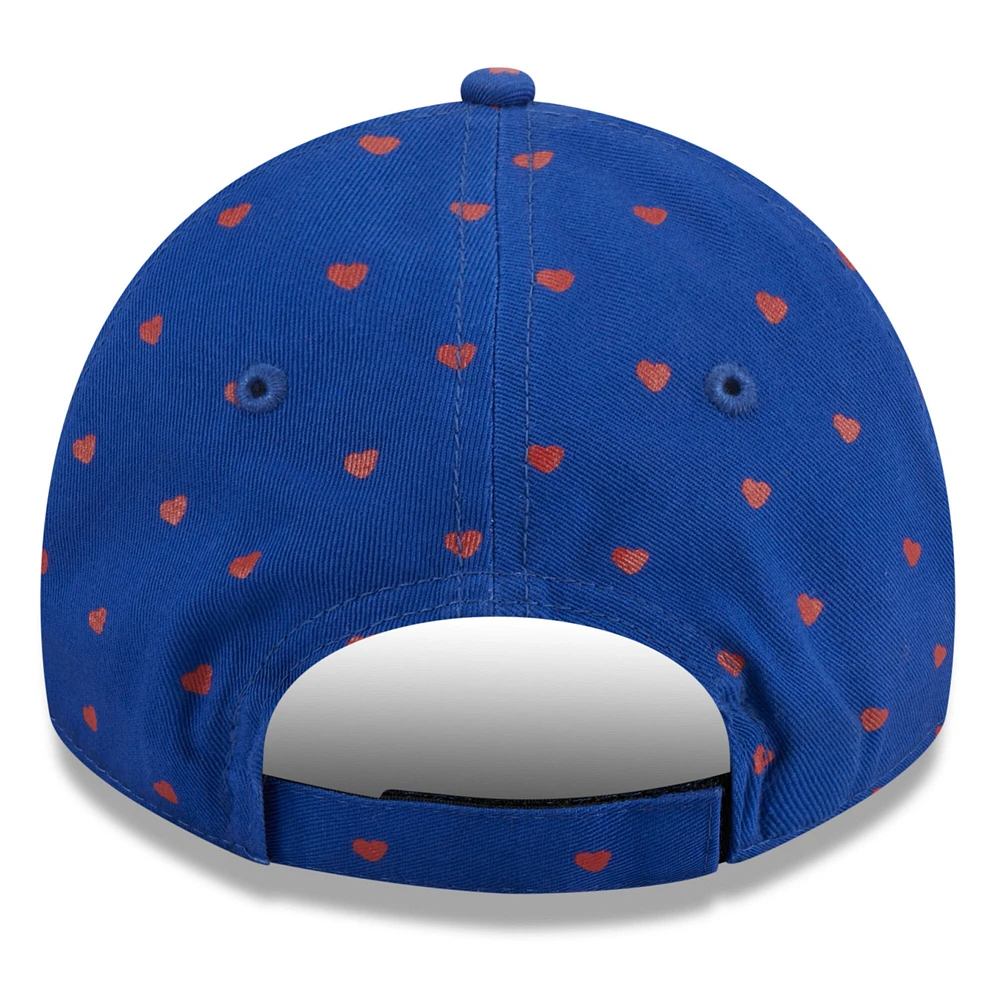 Casquette réglable New Era Royal New York Giants Hearts 9TWENTY pour filles d'âge préscolaire