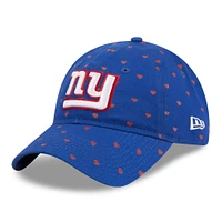 Casquette réglable New Era Royal New York Giants Hearts 9TWENTY pour filles d'âge préscolaire