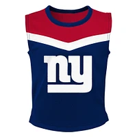 Ensemble deux pièces de pom-pom girl Spirit des Royal New York Giants pour filles d'âge préscolaire avec bloomers