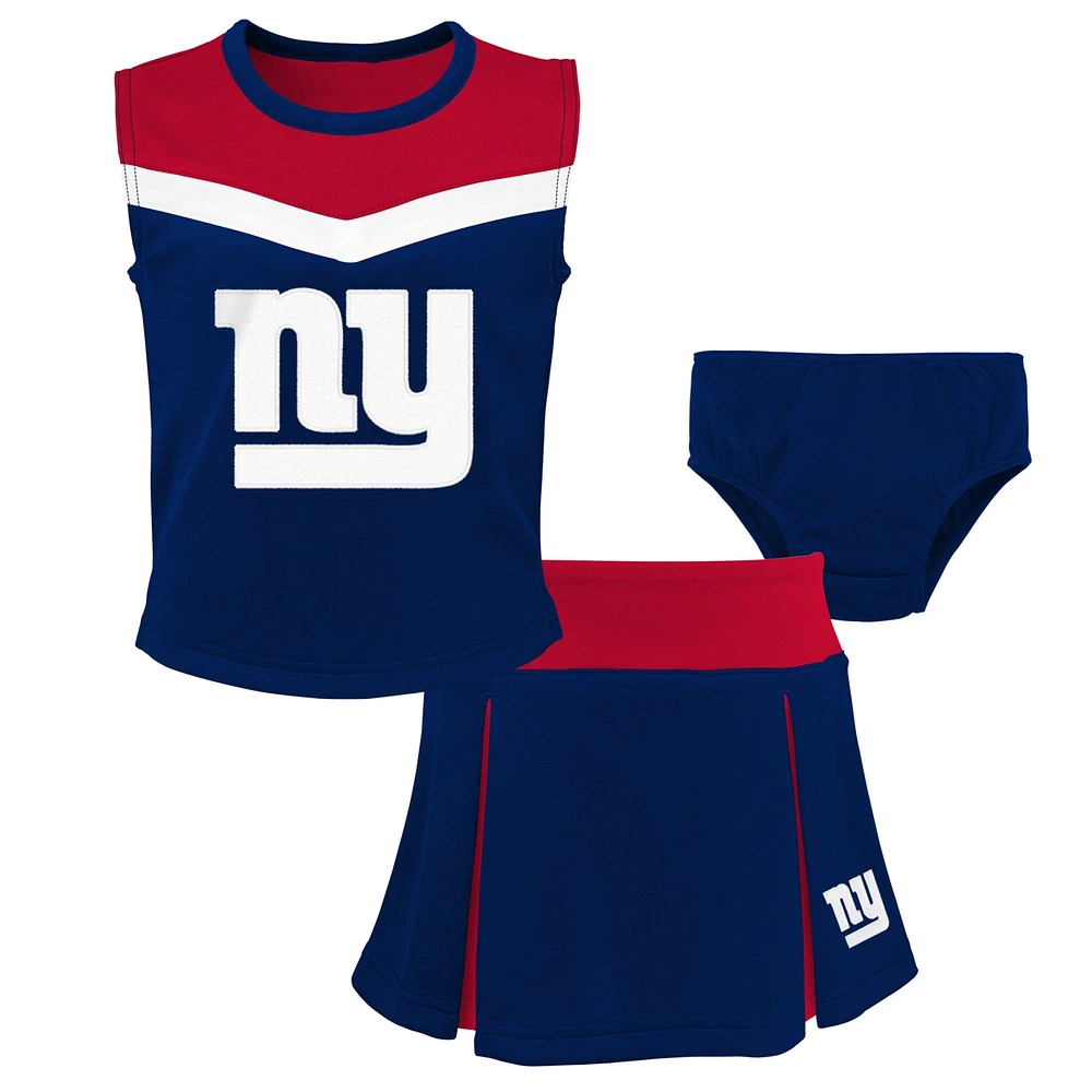 Ensemble deux pièces de pom-pom girl Spirit des Royal New York Giants pour filles d'âge préscolaire avec bloomers