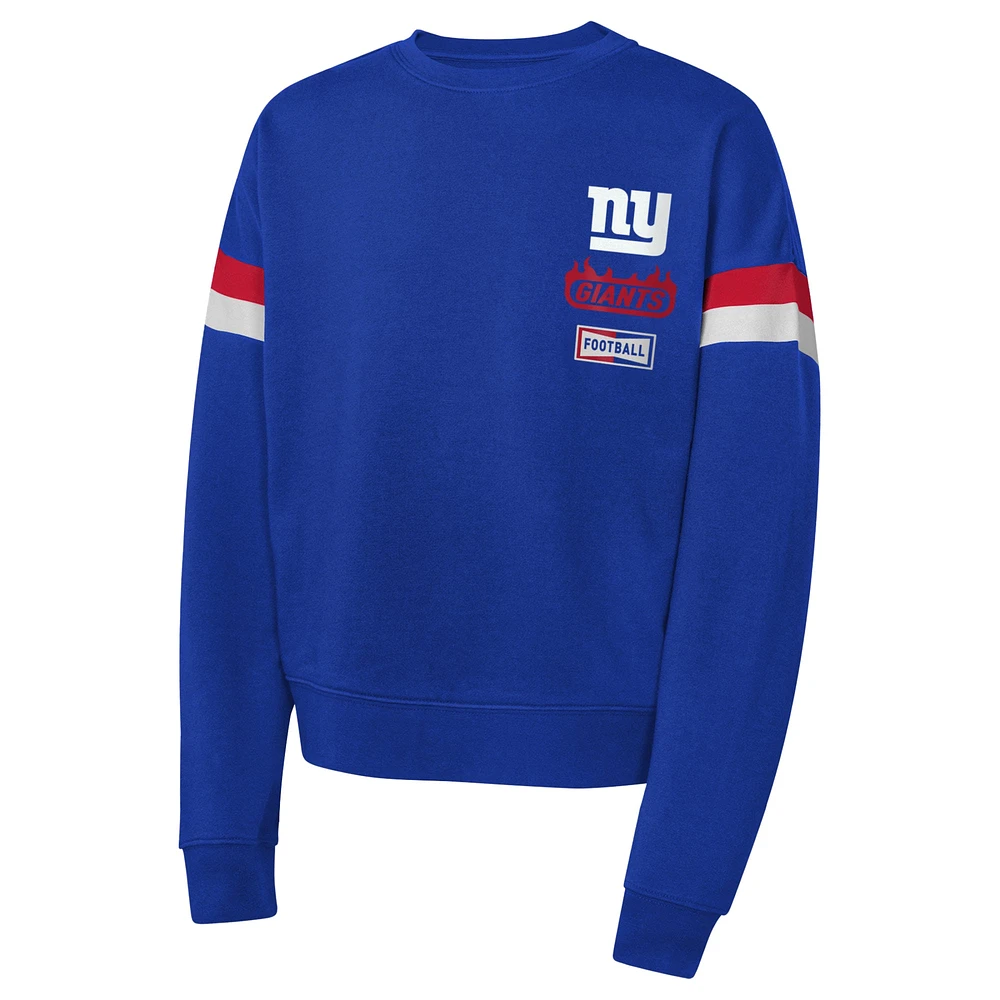 Girls Royal New York Giants Eternal Love Pullover Sweatshirt