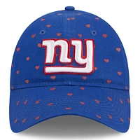 Chapeau réglable 9TWENTY Royal New York Giants Hearts pour filles