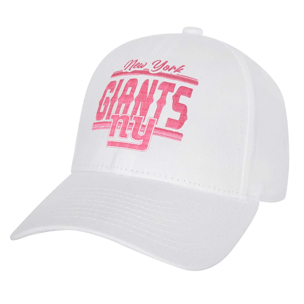 Casquette réglable structurée entièrement blanche pour jeunes filles des Giants de New York