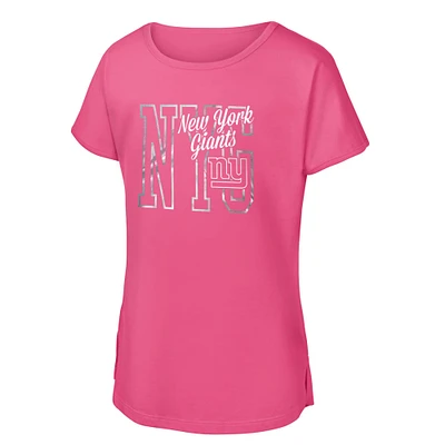 T-shirt rose pour jeunes filles des Giants de New York Signal Caller Dolman