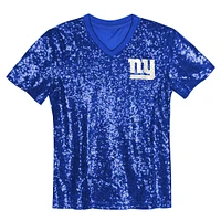 Girls Youth Royal New York Giants Wordmark Sequin V-Neck Top