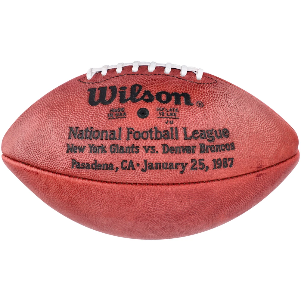 Ballon de football professionnel dédicacé par Harry Carson des New York Giants lors du Superbowl XXI