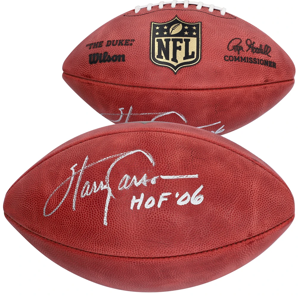 Ballon de football professionnel Wilson Duke autographié par Harry Carson des New York Giants avec l'inscription « HOF 06 »