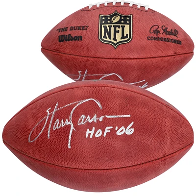 Ballon de football professionnel Wilson Duke autographié par Harry Carson des New York Giants avec l'inscription « HOF 06 »