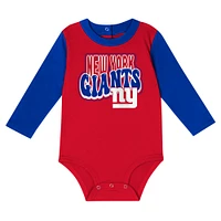 Ensemble body à manches longues et pantalon pour bébé Royal New York Giants Double Up