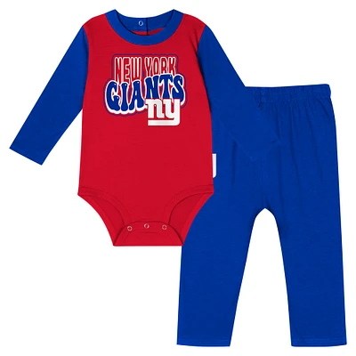 Infant New York Giants Double Up Long Sleeve Bodysuit and Pants Set