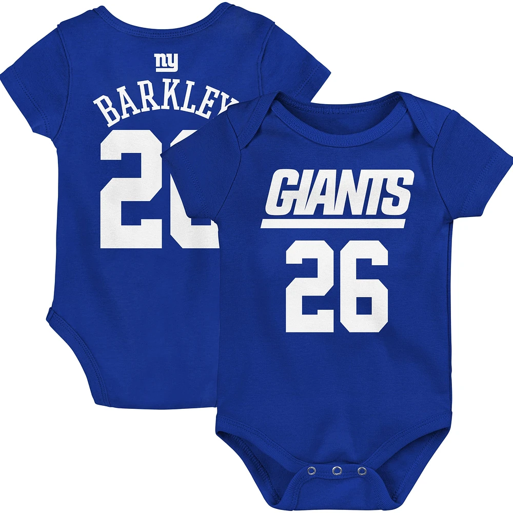 Body pour bébé Saquon Barkley Royal New York Giants Mainliner Nom et numéro du joueur