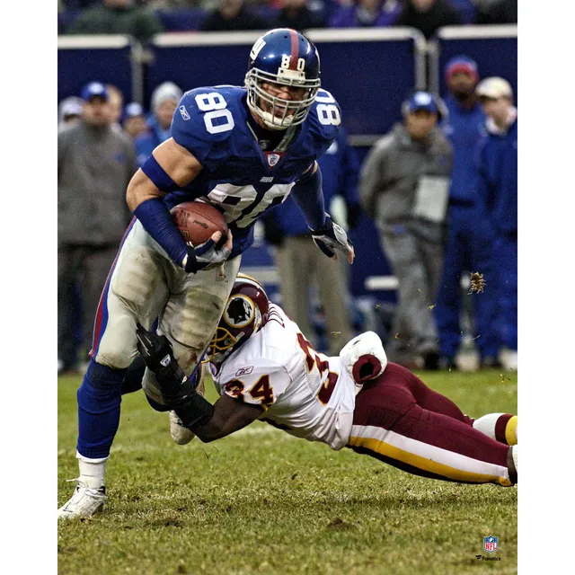 Tiki Barber New York Giants Unsigned Blue Jersey Running Photograph