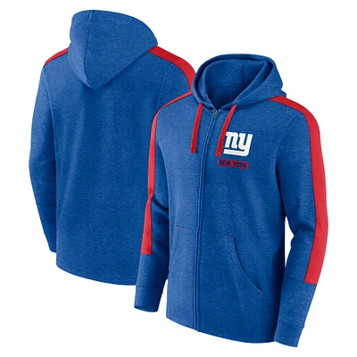 Sweat à capuche entièrement zippé Fanatics Heather Royal New York Giants pour hommes