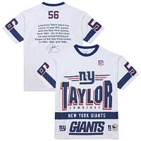 Men's Mitchell & Ness Lawrence Taylor White New York Giants Name Number Team Origins Vintage Logo T-Shirt