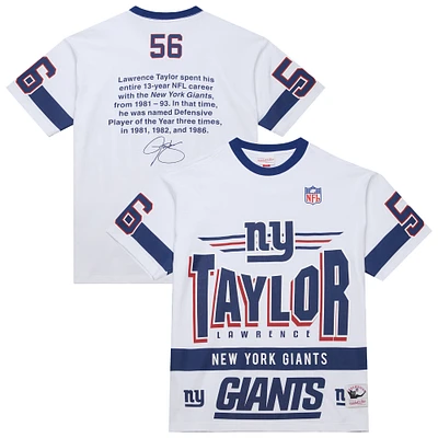 Men's Mitchell & Ness Lawrence Taylor White New York Giants Name Number Team Origins Vintage Logo T-Shirt