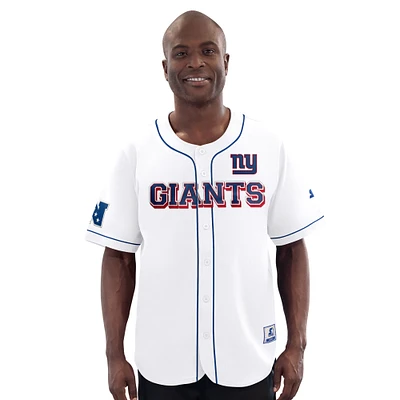 Men's Starter  White New York Giants Relay Full-Button Baseball Jersey
