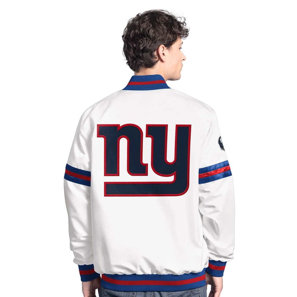 Men's Starter  White New York Giants Scout Full-Snap Varsity Jacket
