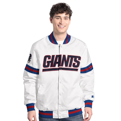 Men's Starter  White New York Giants Scout Full-Snap Varsity Jacket