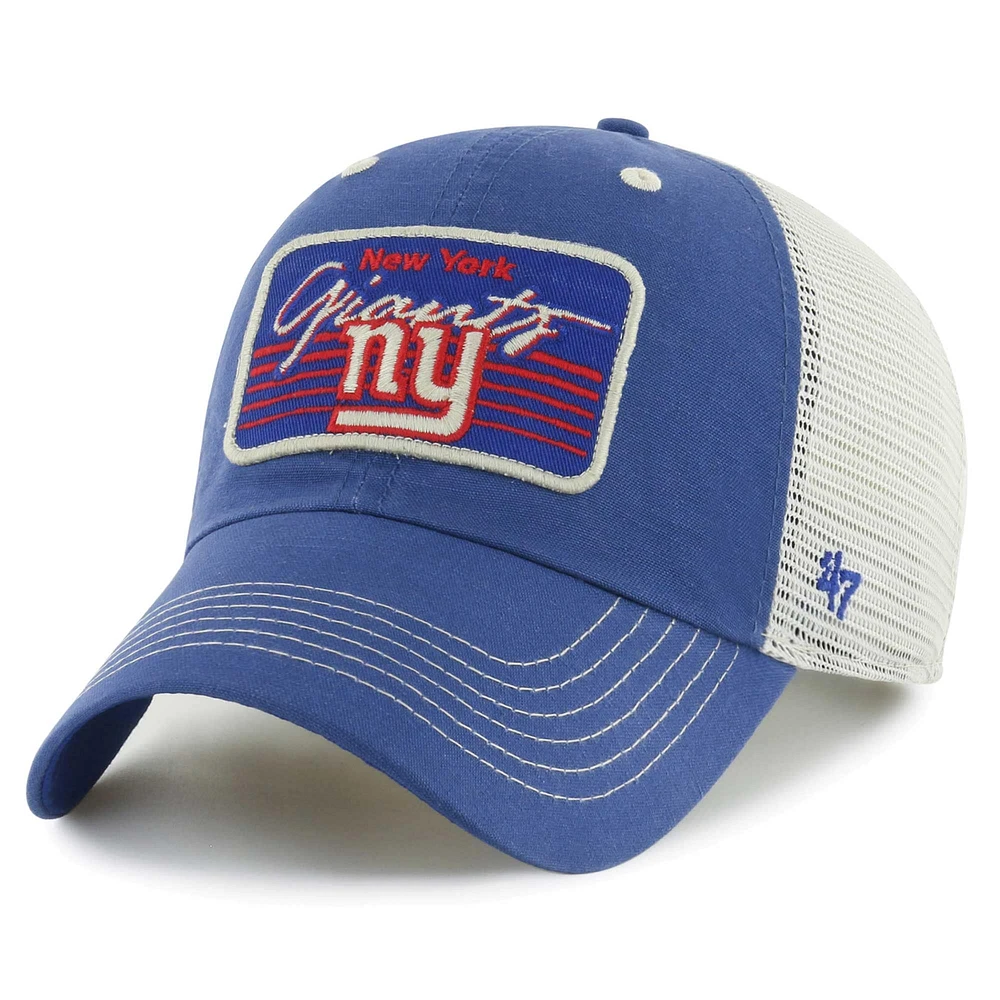 Men's '47 Royal/Natural New York Giants  Five Point Trucker Clean Up Adjustable Hat