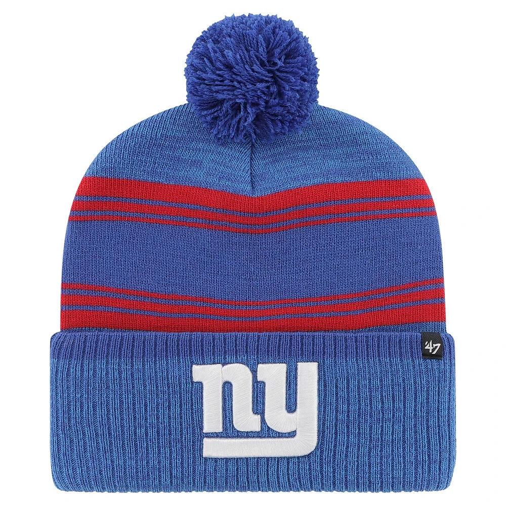 Bonnet en tricot à revers Fadeout '47 Royal New York Giants pour hommes avec pompon