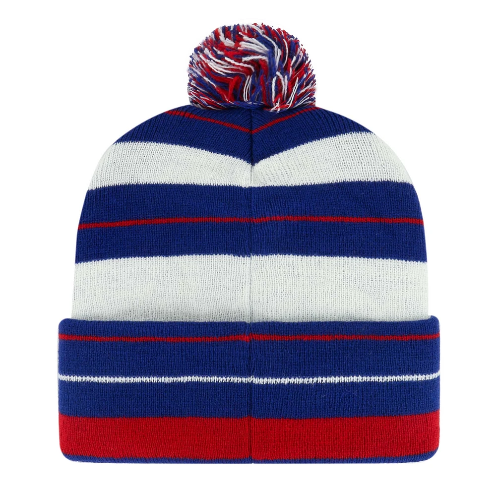 Bonnet en tricot à revers Powerline '47 Royal New York Giants pour hommes avec pompon