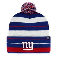 Bonnet en tricot à revers Powerline '47 Royal New York Giants pour hommes avec pompon