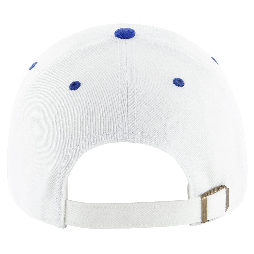 Men's '47 White/Royal New York Giants Double Header Diamond Clean Up Adjustable Hat