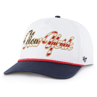 Men's '47 White New York Giants Patriotic Overhand Hitch Adjustable Hat