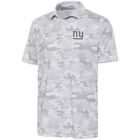 Men's Antigua White New York Giants Anthracite Logo Collide Polo