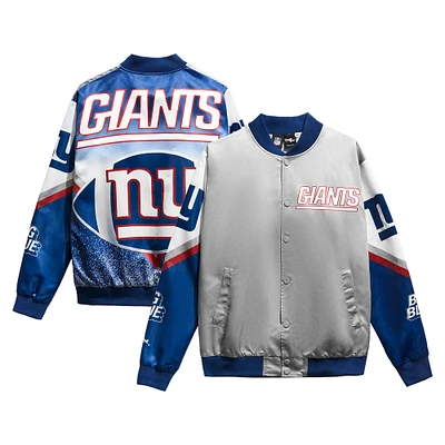 Veste à bouton-pression en satin gris Chalk Line New York Giants Fanimation pour hommes