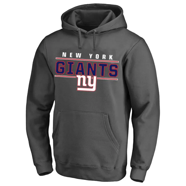 Men's Antigua Black/Heather Gray New York Giants Victory Colorblock Pullover Hoodie Size: Medium