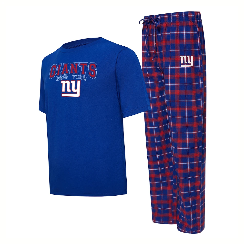 Ensemble de nuit T-shirt et pantalon pyjama Concepts Sport Royal/Rouge New York Giants Arctic pour hommes