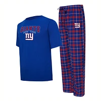 Ensemble de nuit T-shirt et pantalon pyjama Concepts Sport Royal/Rouge New York Giants Arctic pour hommes