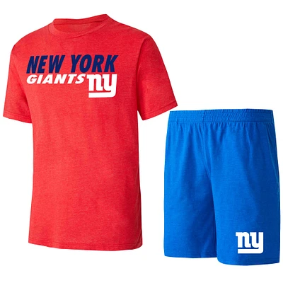 Ensemble de nuit T-shirt et short Concepts Sport Royal/Rouge New York Giants Meter pour hommes