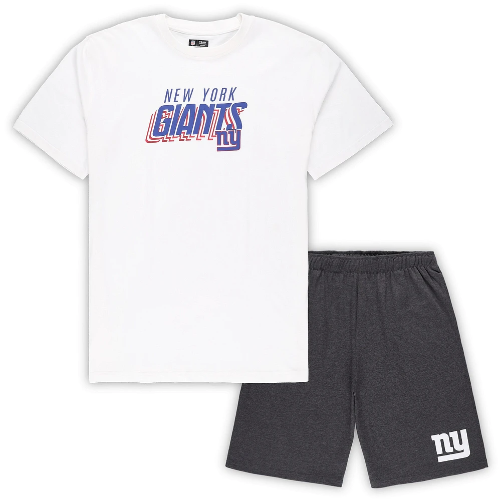 Ensemble t-shirt et short Concepts Sport pour hommes des Giants de New York Big & Tall blanc/anthracite